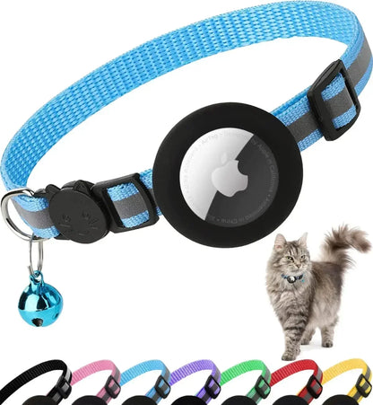 Reflective Airtag Cat Collar with Bell & Breakaway Design