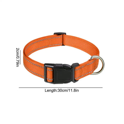 Reflective Pet Collar - Adjustable Nylon for Dogs & Cats