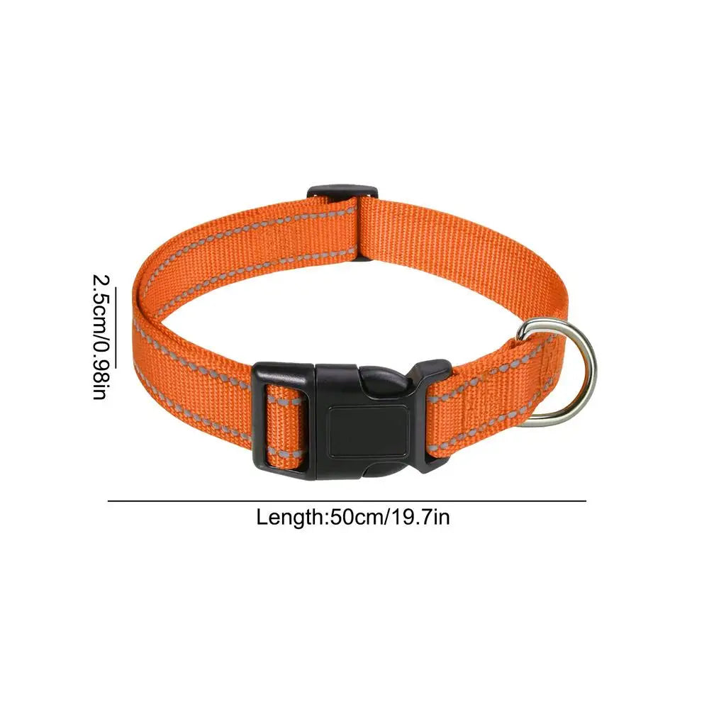 Reflective Pet Collar - Adjustable Nylon for Dogs & Cats