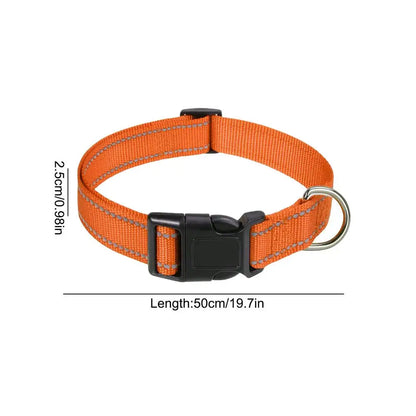 Reflective Pet Collar - Adjustable Nylon for Dogs & Cats