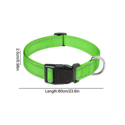 Reflective Pet Collar - Adjustable Nylon for Dogs & Cats