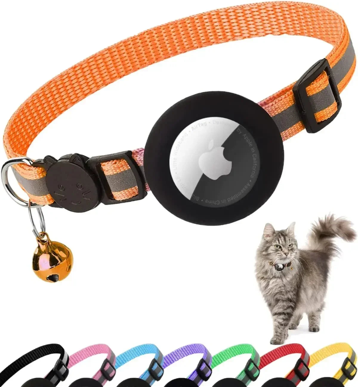 Reflective Airtag Cat Collar with Bell & Breakaway Design