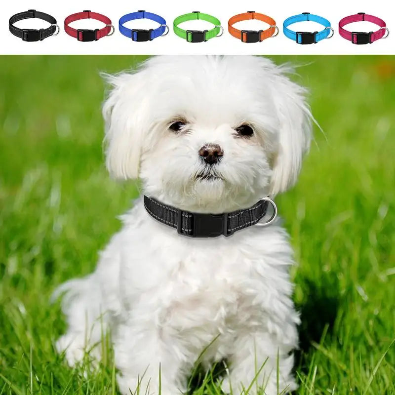 Reflective Pet Collar - Adjustable Nylon for Dogs & Cats