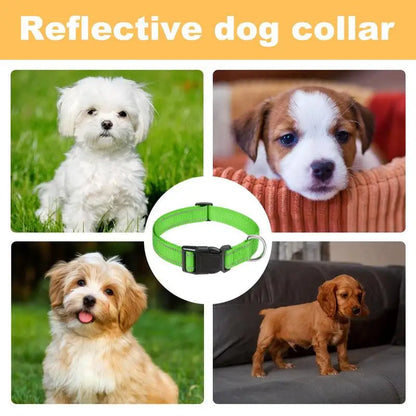 Reflective Pet Collar - Adjustable Nylon for Dogs & Cats