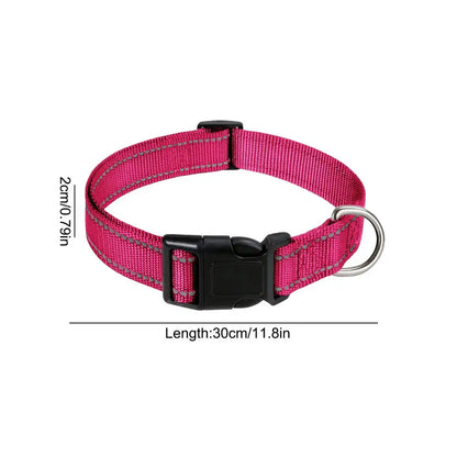 Reflective Pet Collar - Adjustable Nylon for Dogs & Cats