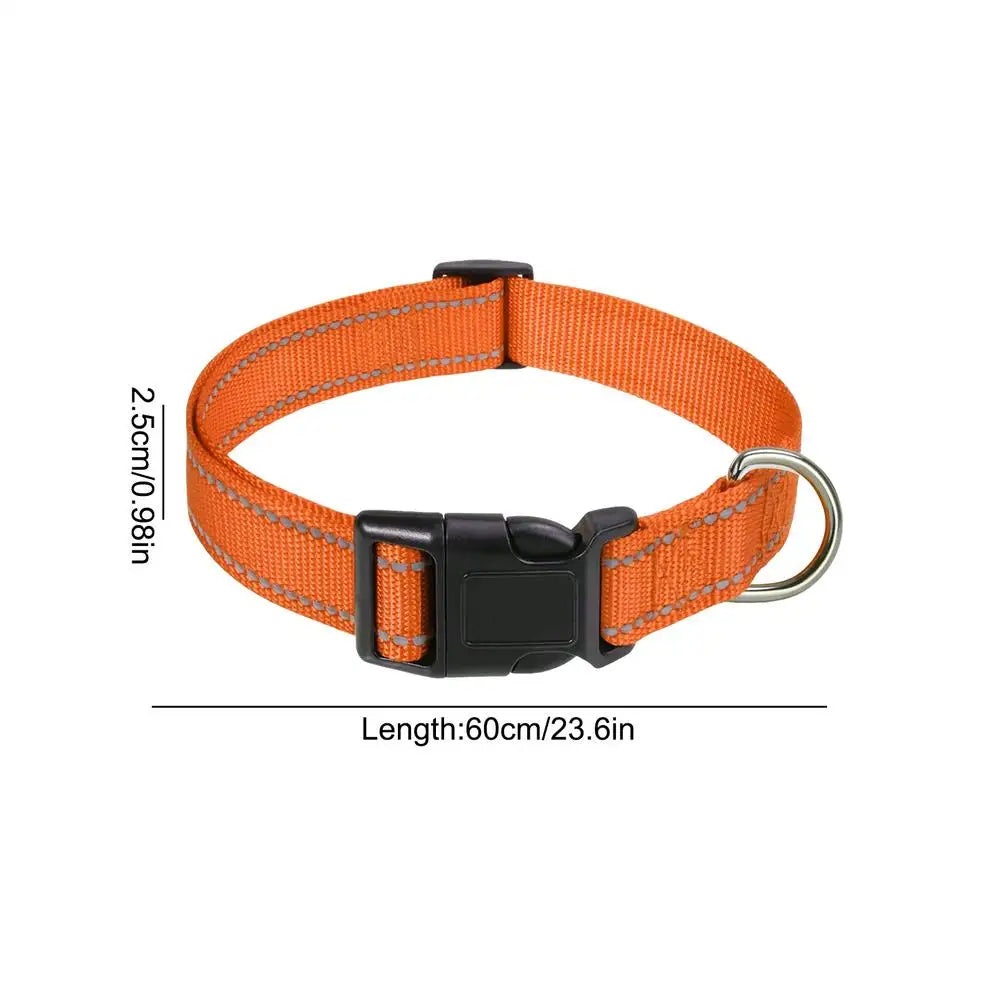 Reflective Pet Collar - Adjustable Nylon for Dogs & Cats