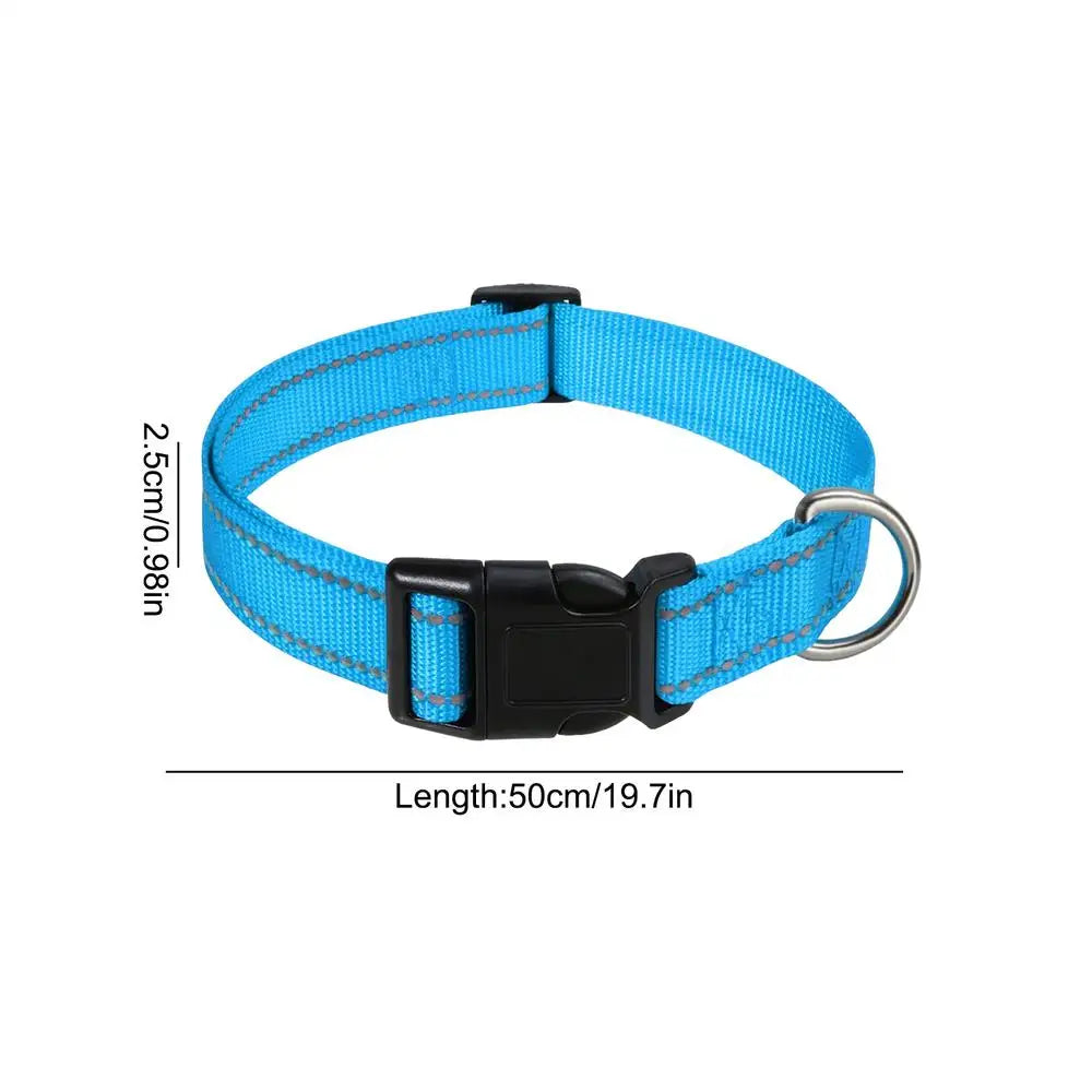 Reflective Pet Collar - Adjustable Nylon for Dogs & Cats